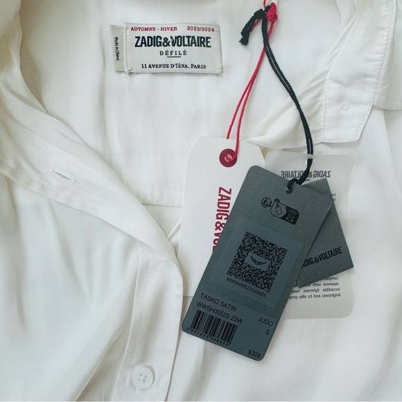Zadig & Voltaire Tasko Satin shirt white size S - Picture 7 of 11